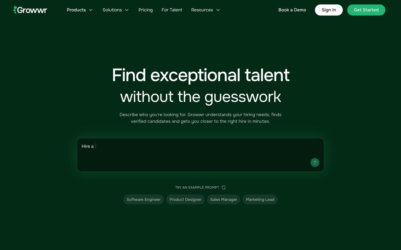 Growwr’s current homepage